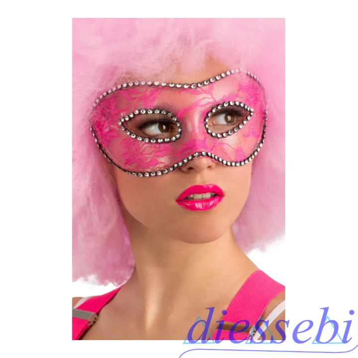 Maschera con Pizzo Rosa e Strass
