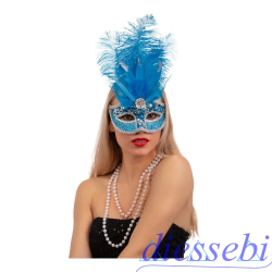 Maschera Turchese con Piume