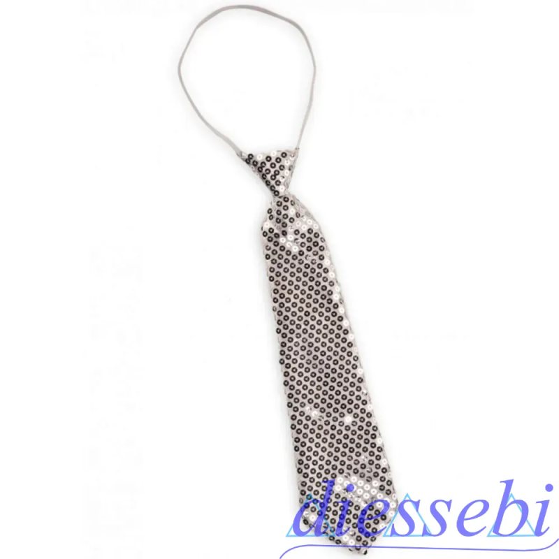 Cravatta Argento in Raso e Paillettes