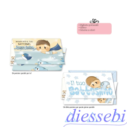 Biglietto Portasoldi Battesimo Dolce Legno Azzurro