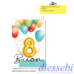 Biglietto Compleanno 8 Anni Palloncino