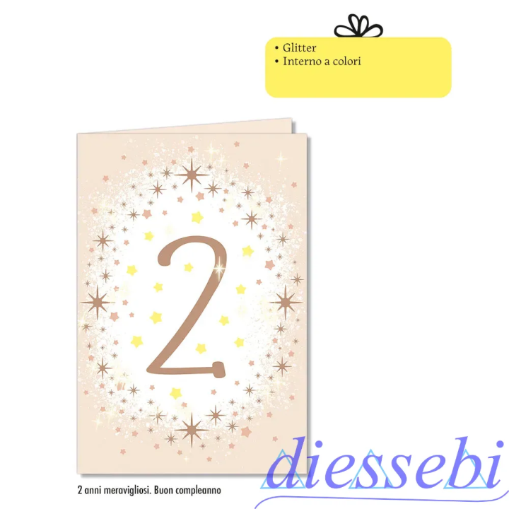 Biglietto Compleanno 2 Anni Glitter