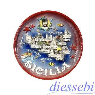 Piatto in Ceramica Linea Rossa 10cm Sicilia Gadget