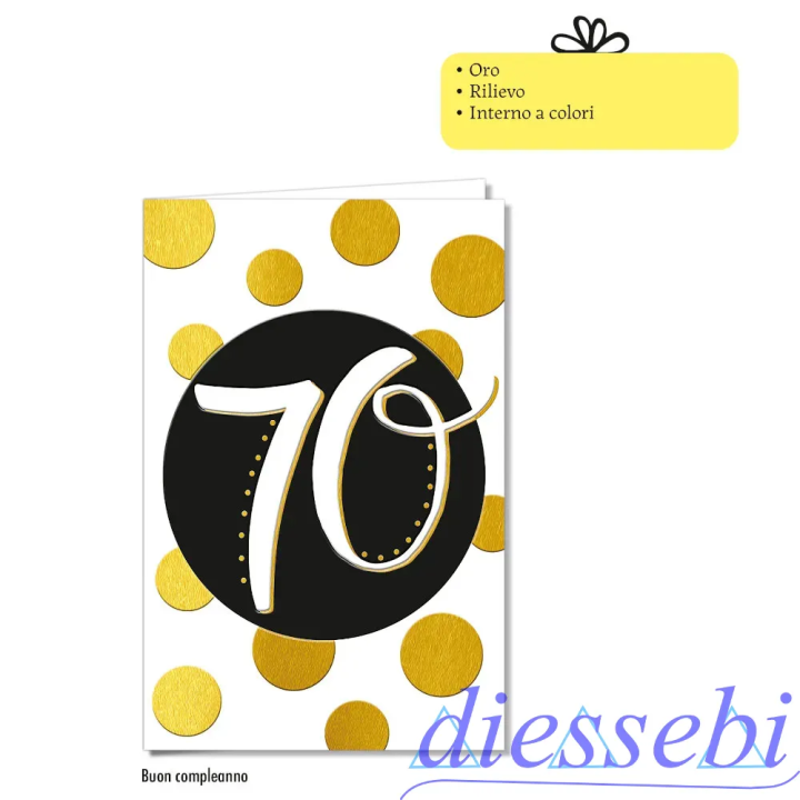 Biglietto Compleanno 70 Anni Stelle e Cerchi Oro