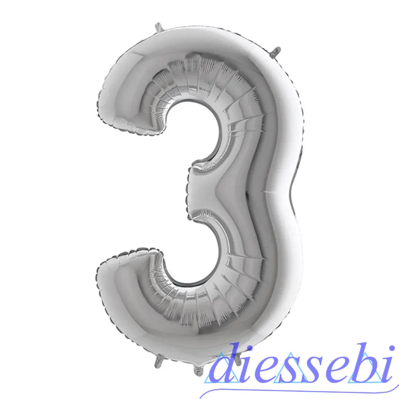 Mylar Mini Numero 3 Argento 35cm