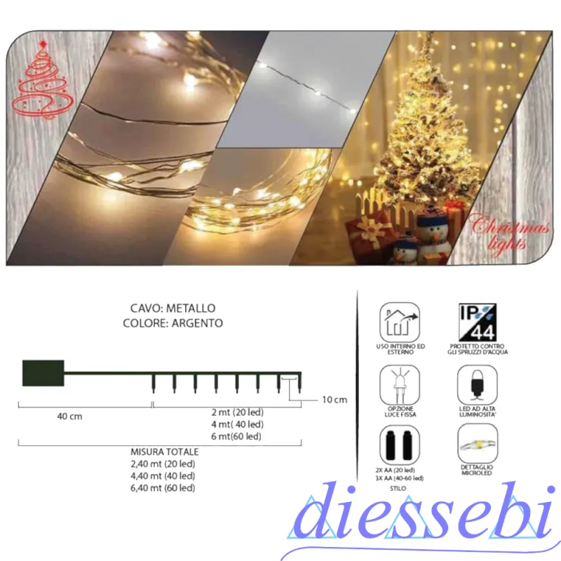 Catena Luminosa 20 Led Bianco Caldo