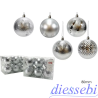 12 Sfere 8cm Lucido e Glitter Argento