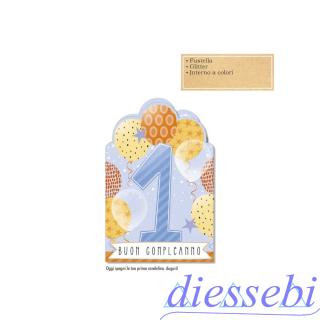Biglietto Compleanno 1 Anno Maschile