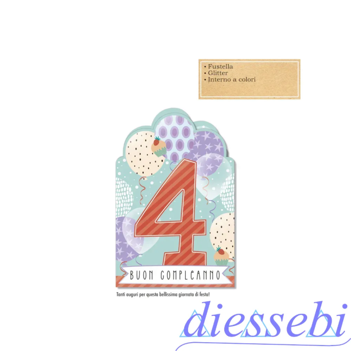 Biglietto Compleanno 4 Anni