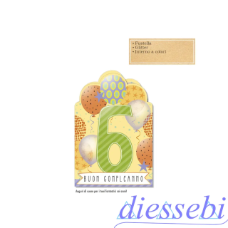 Biglietto Compleanno 6 Anni