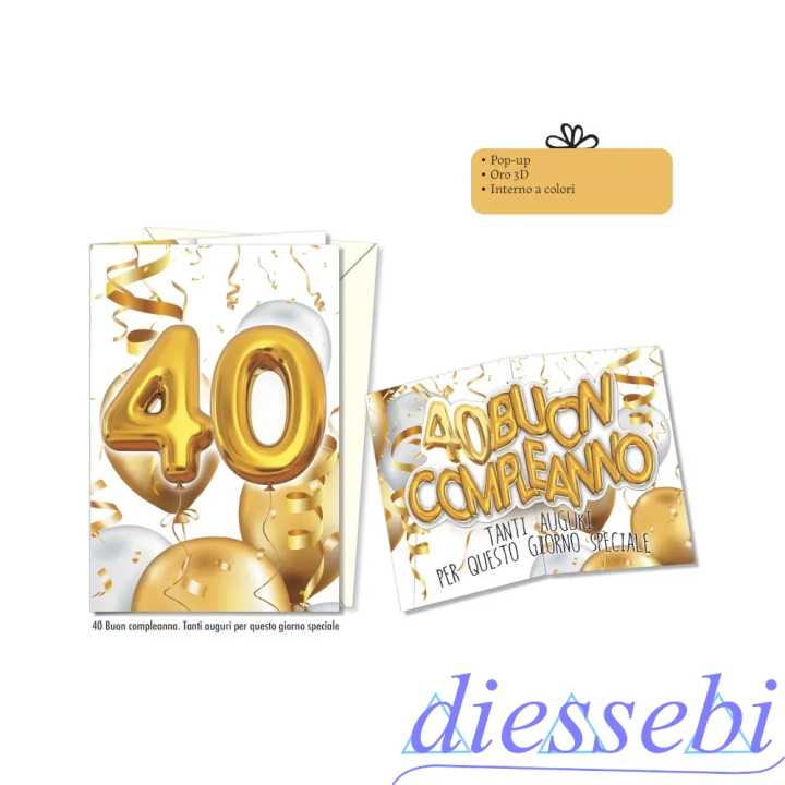 Biglietto Compleanno Pop Up 40 Anni