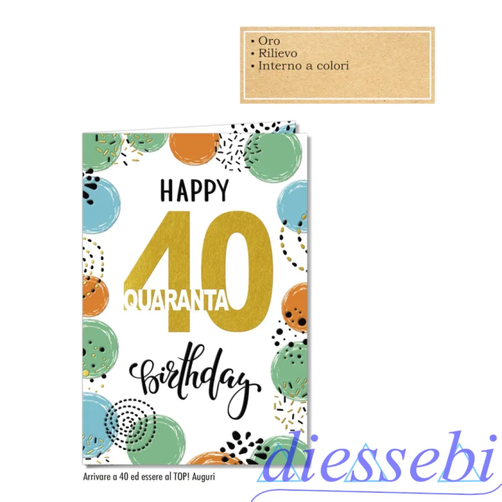 Biglietto Compleanno Cerchi 40 Anni