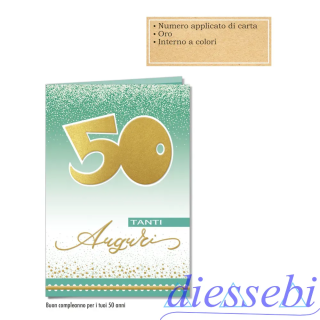 Biglietto Compleanno 3D Oro 50 Anni