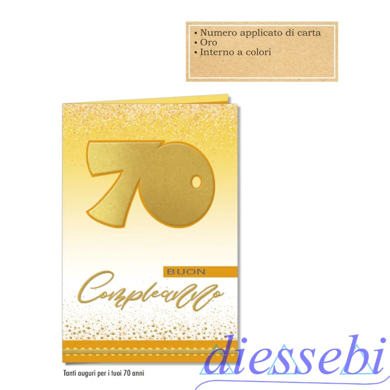 Biglietto Compleanno 3D Oro 70 Anni