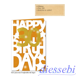 Biglietto Compleanno Glitter 30 Anni
