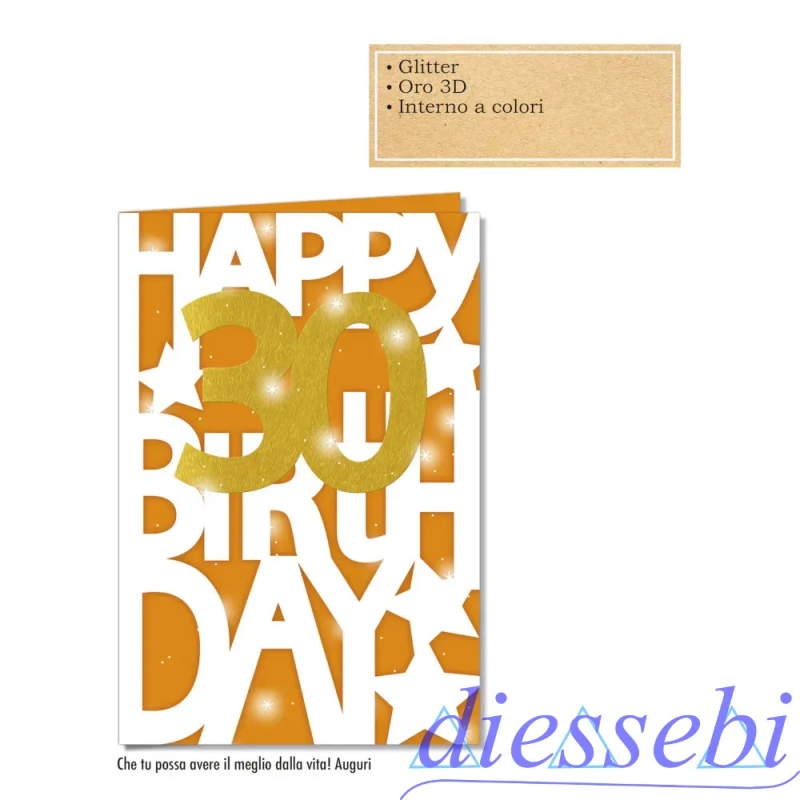 Biglietto Compleanno Glitter 30 Anni