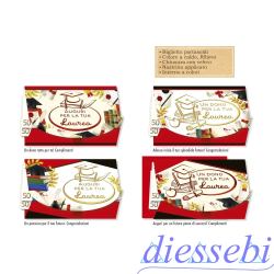 Biglietto Portasoldi Laurea Glitter Rosso