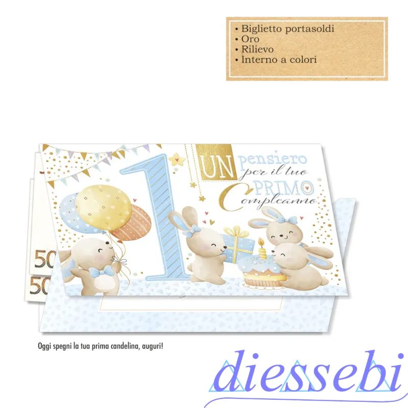 Biglietto Compleanno 1 Anno Maschile