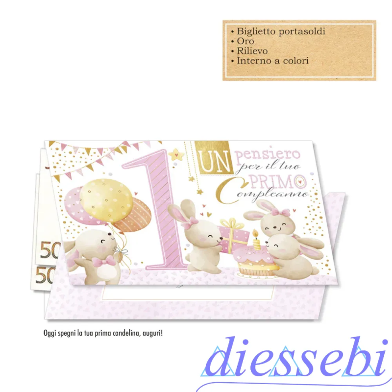 Biglietto Compleanno 1 Anno Femminile