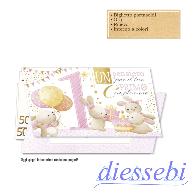 Biglietto Compleanno 1 Anno Femminile