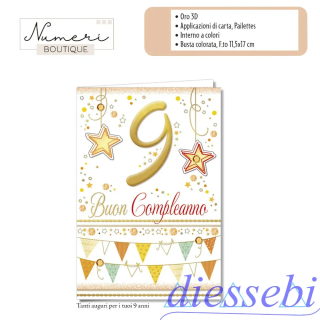 Biglietto Compleanno 9 Anni