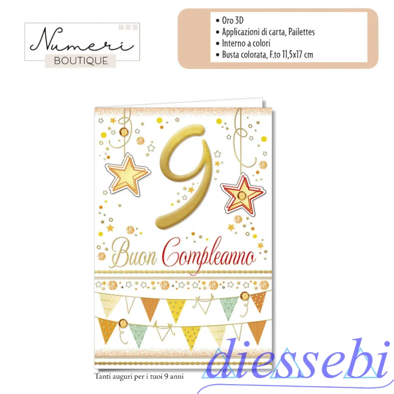 Biglietto Compleanno 9 Anni