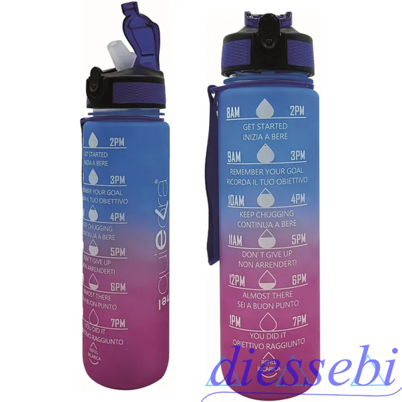 Borraccia Motivazionale 1L Blu Fucsia