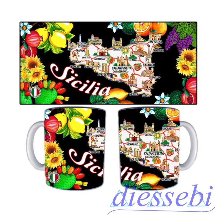 Tazza in Ceramica Frutta con Mappa - Sicilia Gadget