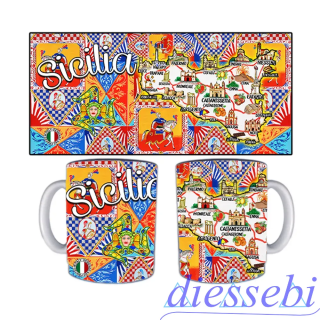 Tazza in Ceramica Sicilia con Paladini - Sicilia Gadget