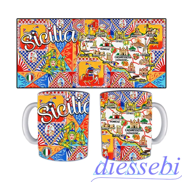 Tazza in Ceramica Sicilia con Paladini - Sicilia Gadget