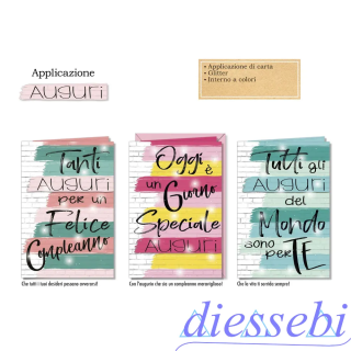 Biglietto Compleanno Glitter e Applicazione in Carta 