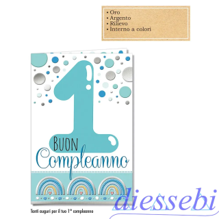 Biglietto 1° Compleanno Celeste