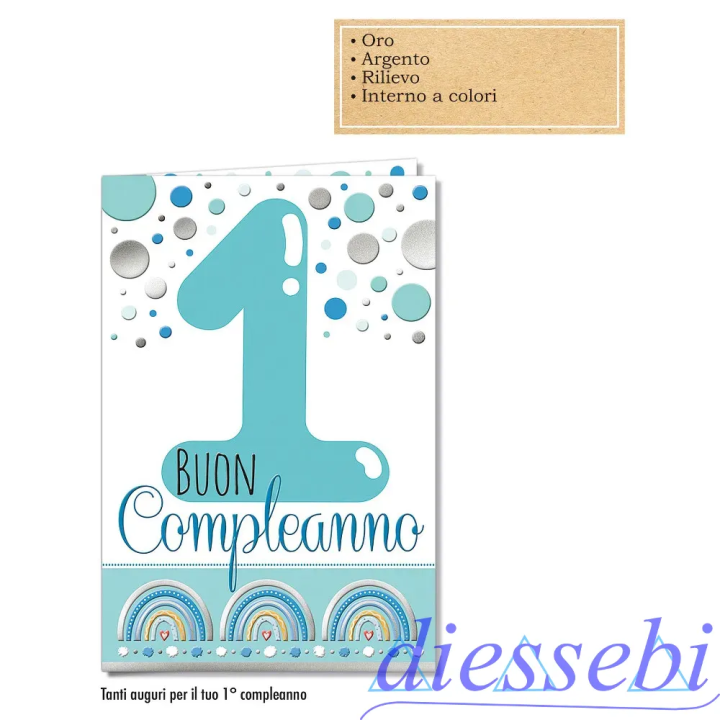 Biglietto 1° Compleanno Celeste