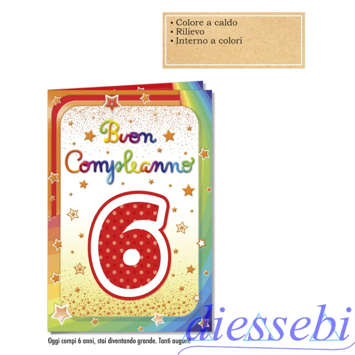 Biglietto Compleanno 6 Anni Stellari