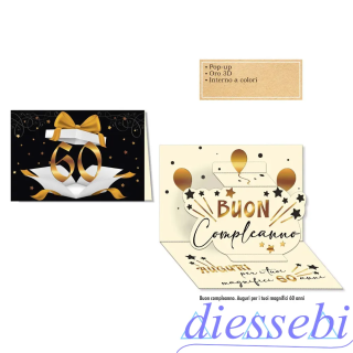 Biglietto Compleanno 60 Anni Oro Pop Up