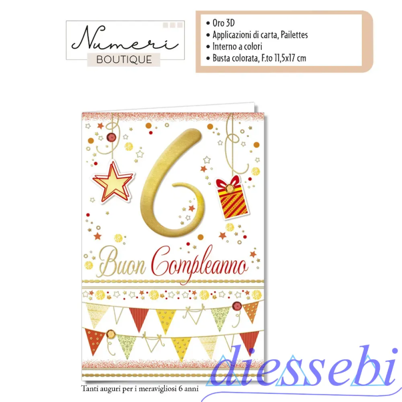 Biglietto Compleanno 6 Anni