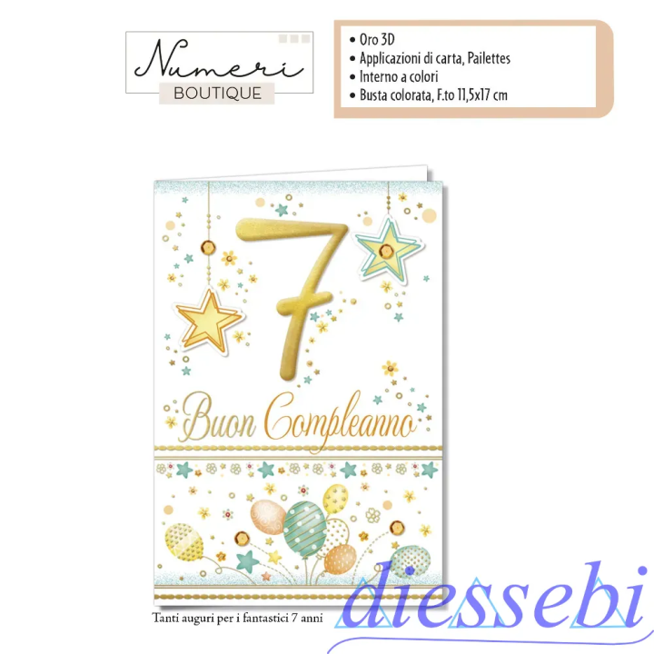 Biglietto Compleanno 7 Anni