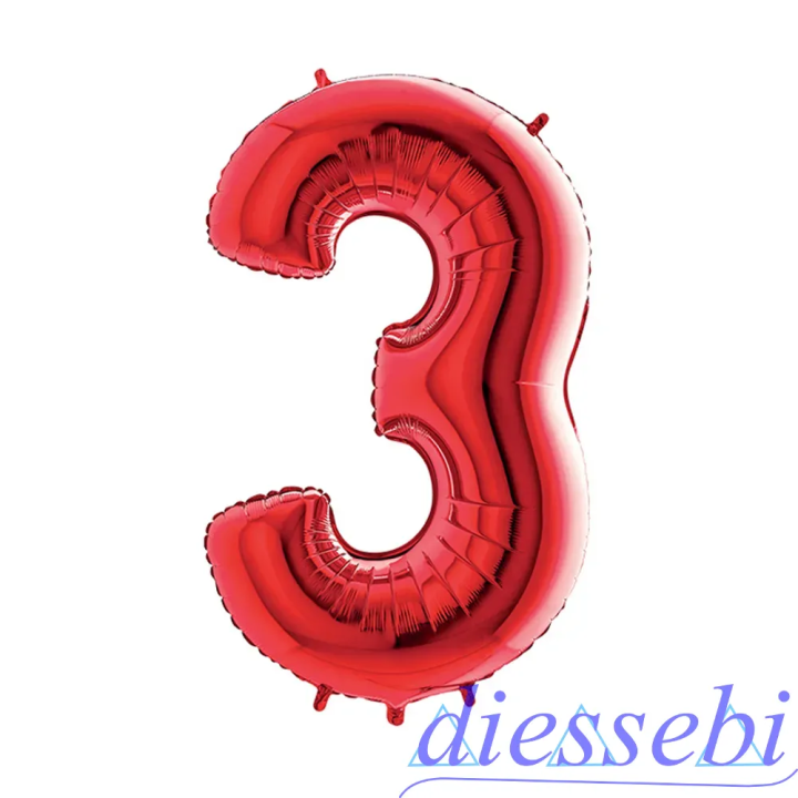 Mylar Mini Numero 3 Rosso 35cm