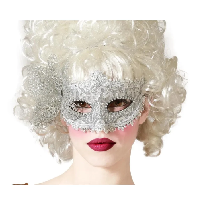 Maschera Veneziana Donna Argentata