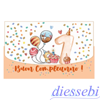 Biglietto Compleanno 1 Anno Arancione