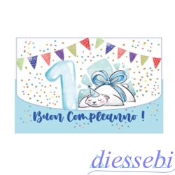 Biglietto Compleanno 1 Anno Celeste