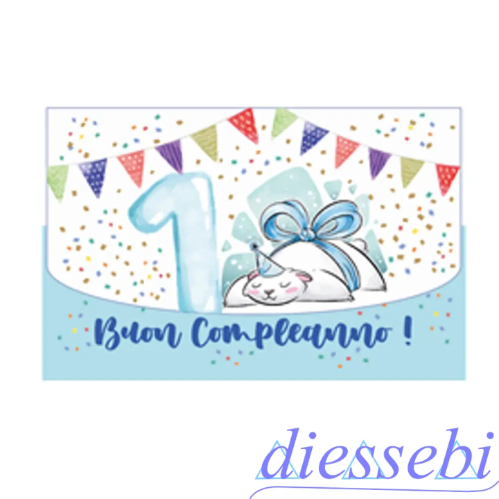 Biglietto Compleanno 1 Anno Celeste
