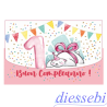Biglietto Compleanno 1 Anno Rosa