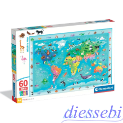 Puzzle Maxi 60 Pezzi - Mappa Animali Selvatici - Clementoni