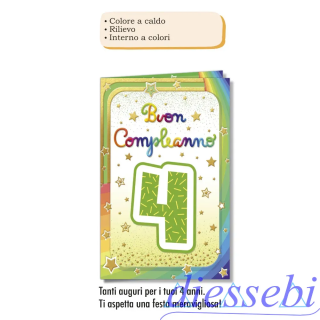 Biglietto Compleanno 4 Anni Stellari