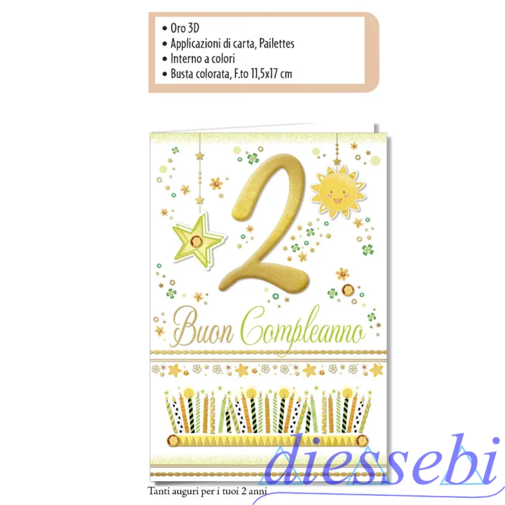 Biglietto Compleanno 2 Anni