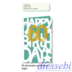Biglietto Compleanno Glitter 60 Anni