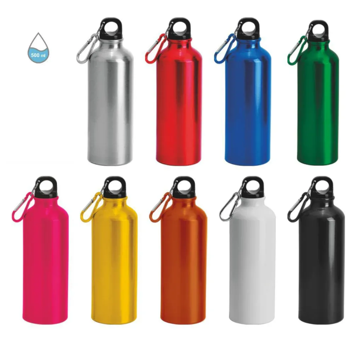 Borraccia alluminio 500 ml con Moschettone