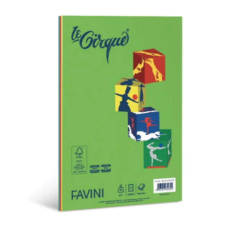 Risma A4 100 Fogli 80gr Multicolor 5 Colori Forti Le Cirque Favini