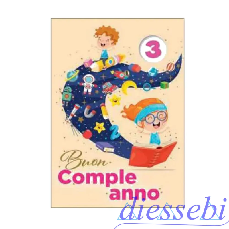 Biglietto Compleanno Bimbi con Rotella 1-9 Anni Beige